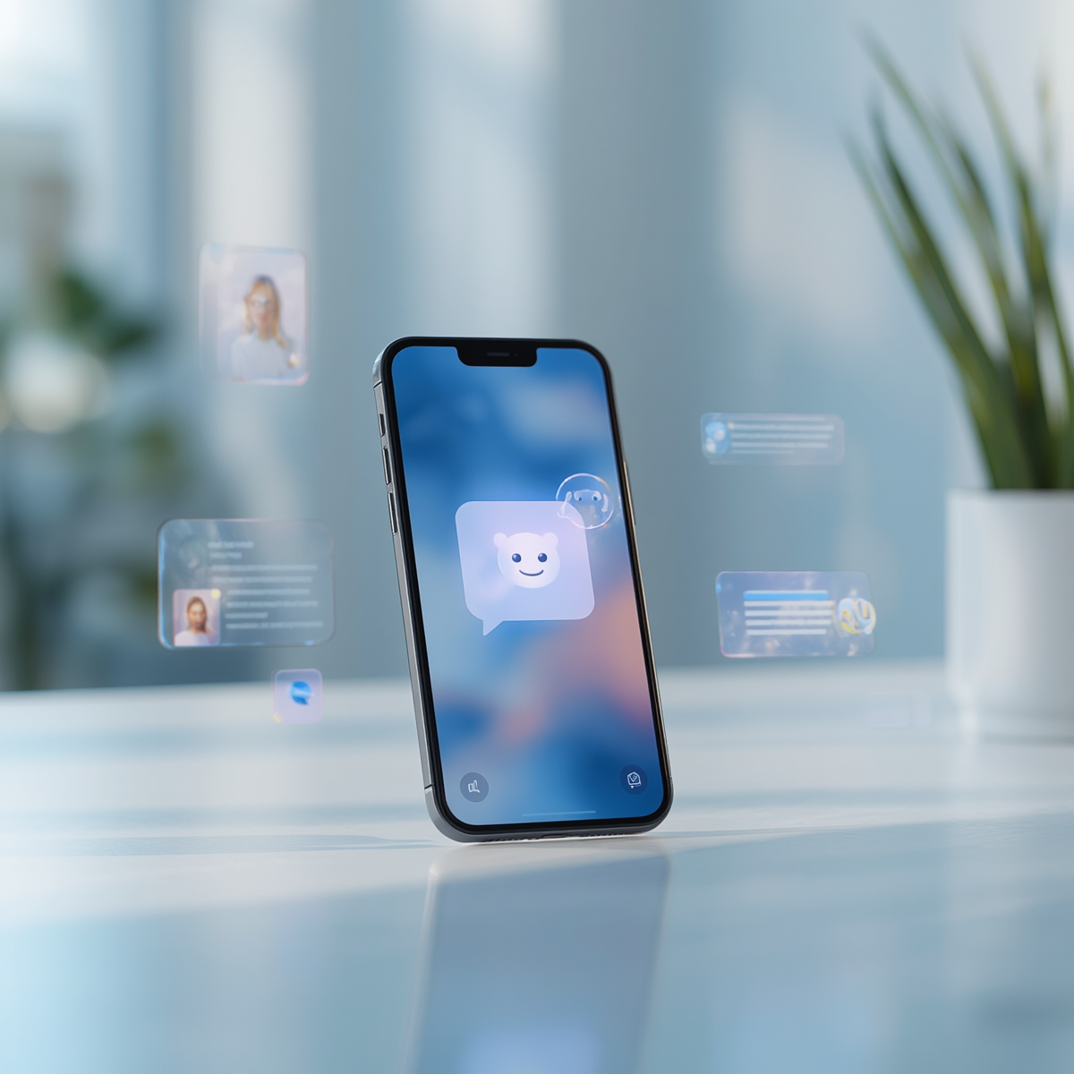 Chatbot conversant avec des clients sur smartphone via des bulles de dialogue