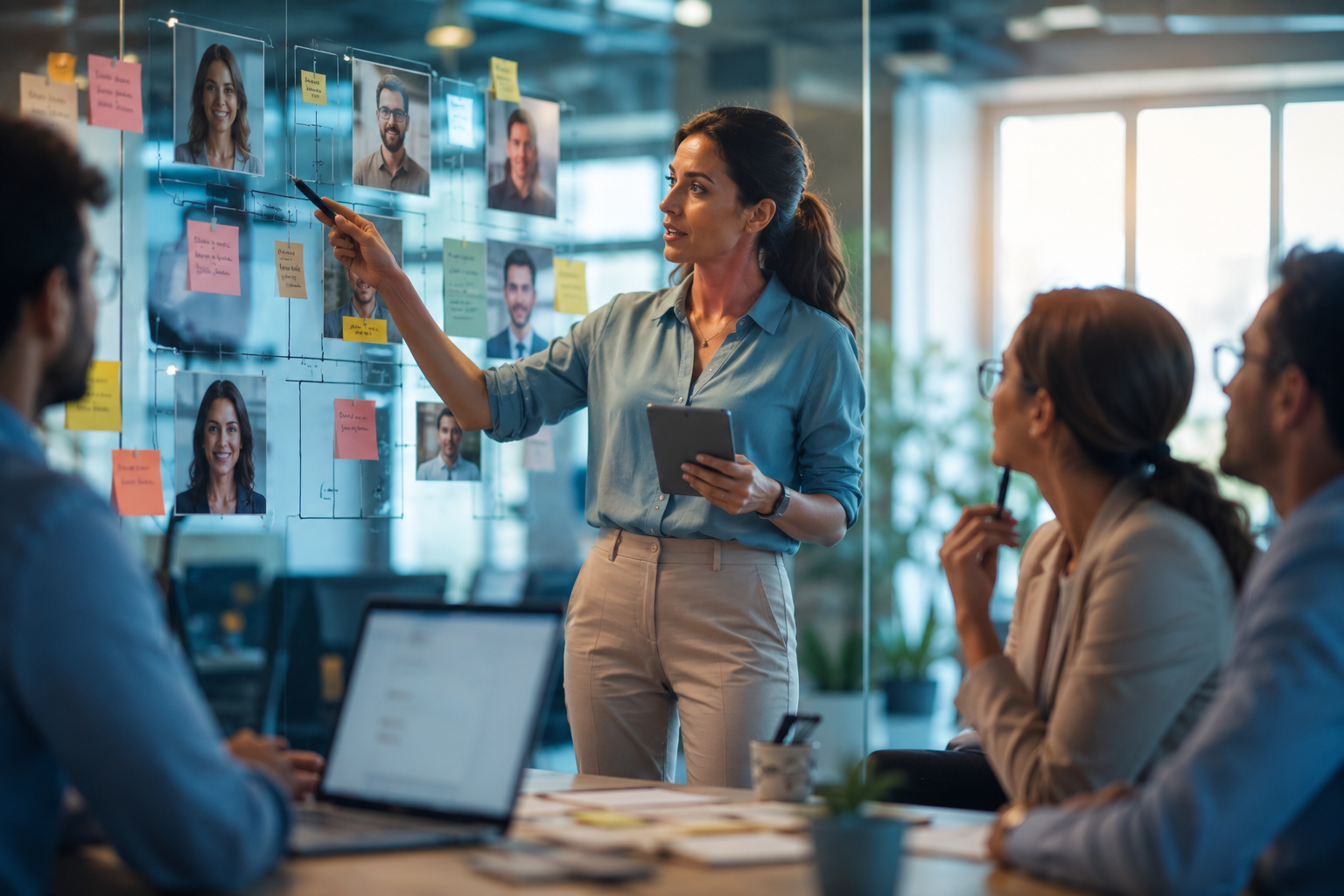 Responsable marketing présentant les buyer personas pour une stratégie de génération de leads